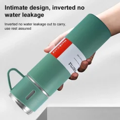 BORRACCIA TERMICA 500ML IN ACCIAIO INOX CON TAZZA MANICO PER BEVANDE CALDE FREDDE