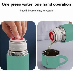 BORRACCIA TERMICA 500ML IN ACCIAIO INOX CON TAZZA MANICO PER BEVANDE CALDE FREDDE