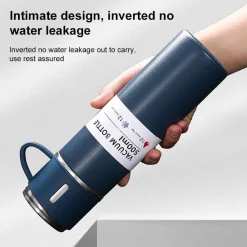 BORRACCIA TERMICA 500ML IN ACCIAIO INOX CON TAZZA MANICO PER BEVANDE CALDE FREDDE