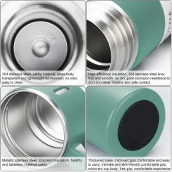 BORRACCIA TERMICA 500ML IN ACCIAIO INOX CON TAZZA MANICO PER BEVANDE CALDE FREDDE