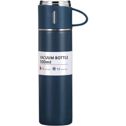 BORRACCIA TERMICA 500ML IN ACCIAIO INOX CON TAZZA MANICO PER BEVANDE CALDE FREDDE