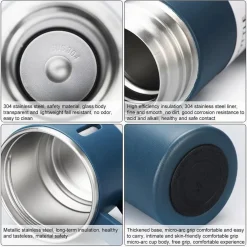 BORRACCIA TERMICA 500ML IN ACCIAIO INOX CON TAZZA MANICO PER BEVANDE CALDE FREDDE