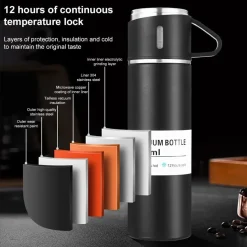 BORRACCIA TERMICA 500ML IN ACCIAIO INOX CON TAZZA MANICO PER BEVANDE CALDE FREDDE