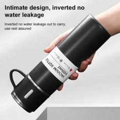 BORRACCIA TERMICA 500ML IN ACCIAIO INOX CON TAZZA MANICO PER BEVANDE CALDE FREDDE