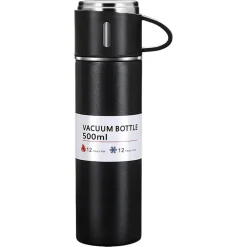 BORRACCIA TERMICA 500ML IN ACCIAIO INOX CON TAZZA MANICO PER BEVANDE CALDE FREDDE