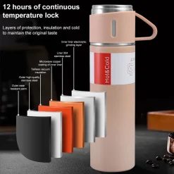 BORRACCIA TERMICA 500ML IN ACCIAIO INOX CON TAZZA MANICO PER BEVANDE CALDE FREDDE