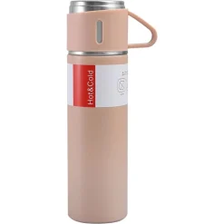 BORRACCIA TERMICA 500ML IN ACCIAIO INOX CON TAZZA MANICO PER BEVANDE CALDE FREDDE