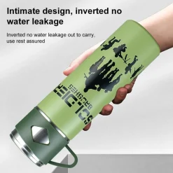 BORRACCIA TERMICA 500ML IN ACCIAIO INOX CON TAZZA MANICO PER BEVANDE CALDE FREDDE