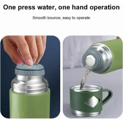 BORRACCIA TERMICA 500ML IN ACCIAIO INOX CON TAZZA MANICO PER BEVANDE CALDE FREDDE