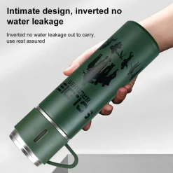 BORRACCIA TERMICA 500ML IN ACCIAIO INOX CON TAZZA MANICO PER BEVANDE CALDE FREDDE