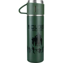 BORRACCIA TERMICA 500ML IN ACCIAIO INOX CON TAZZA MANICO PER BEVANDE CALDE FREDDE