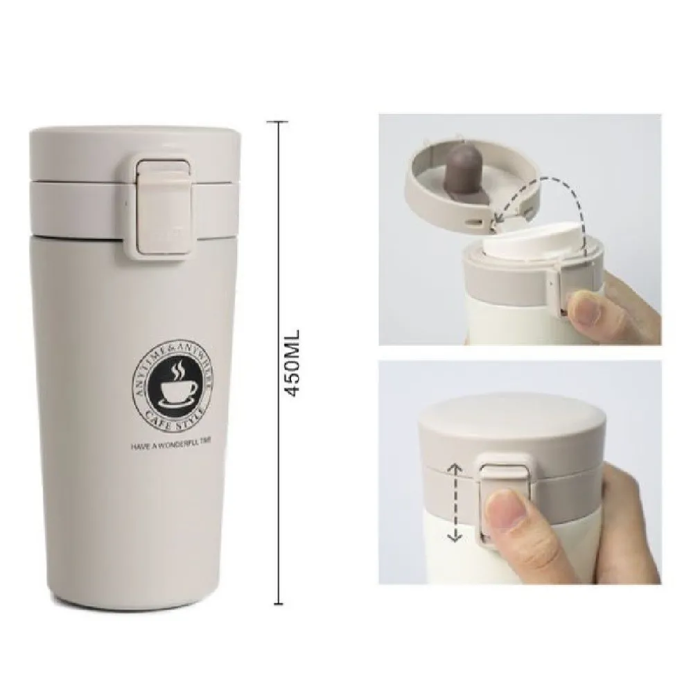 BORRACCIA TERMICA PORTA LIQUIDI CAFFÈ THERMOS CONTENITORE BICCHIERE 450ML 50842
