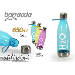 BOTTIGLIA BORRACCIA BIMBI IN PLASTICA 26 CM 650 ML VARI COLORI ASSORTITI 808104
