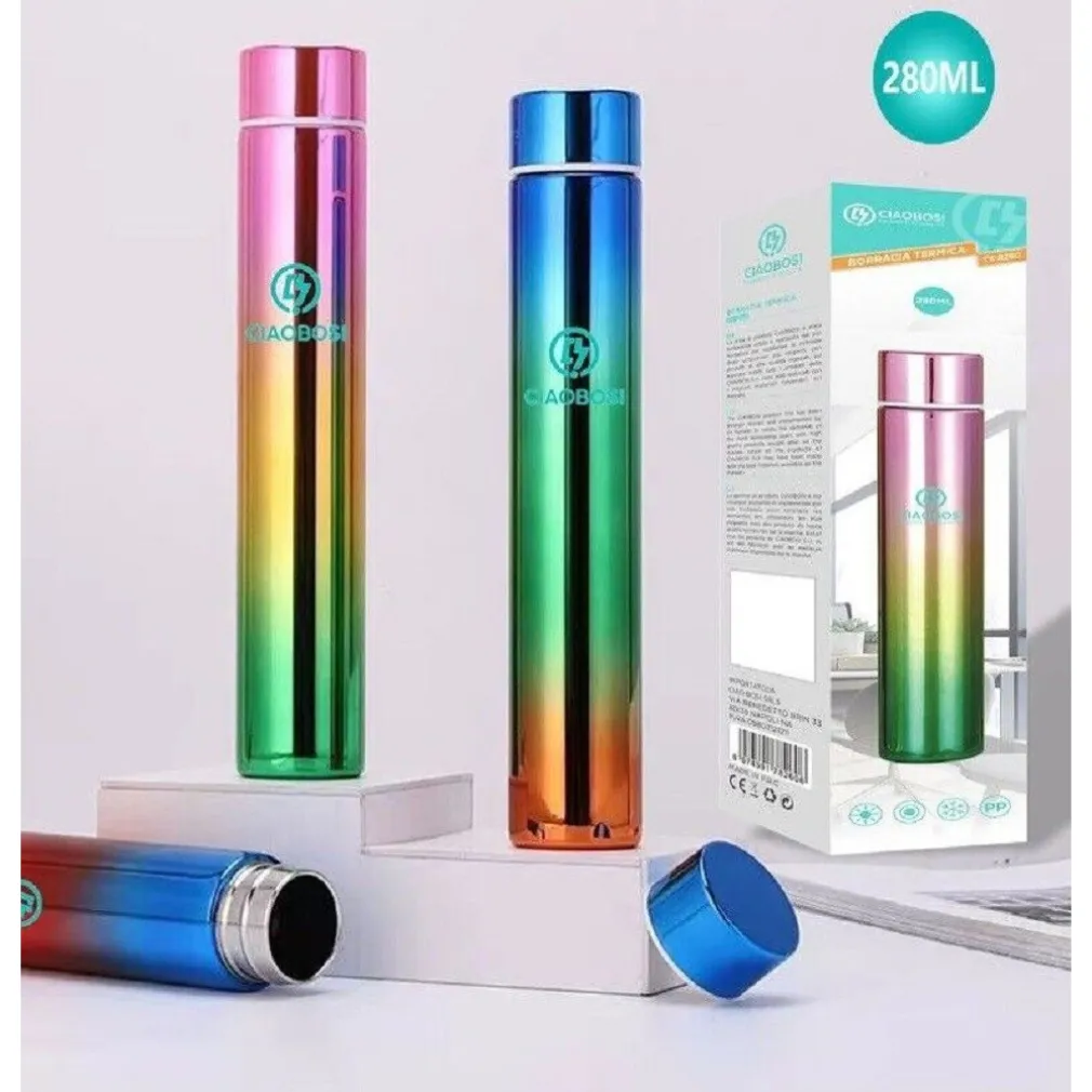 BOTTIGLIA BORRACCIA TERMICA ACCIAIO THERMOS 280ML PORTA VIVANDE COLORATO TX-8260
