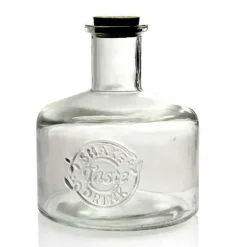 BOTTIGLIA BOTTIGLIETTA BASSA VETRO TAPPO SUGHERO BOMBONIERA 995CC DECORATA 728280