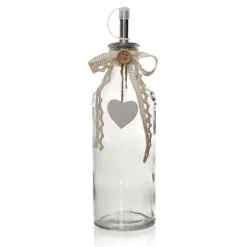 BOTTIGLIA CON DOSATORE OLIO / ACETO IN VETRO DECORO CUORE 23 CM 340 ML 740909