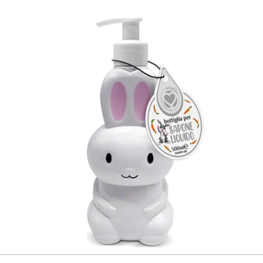 BOTTIGLIA PORTASAPONE CONIGLIETTO PER SAPONE LIQUIDO ACCESSORI SET DA BAGNO