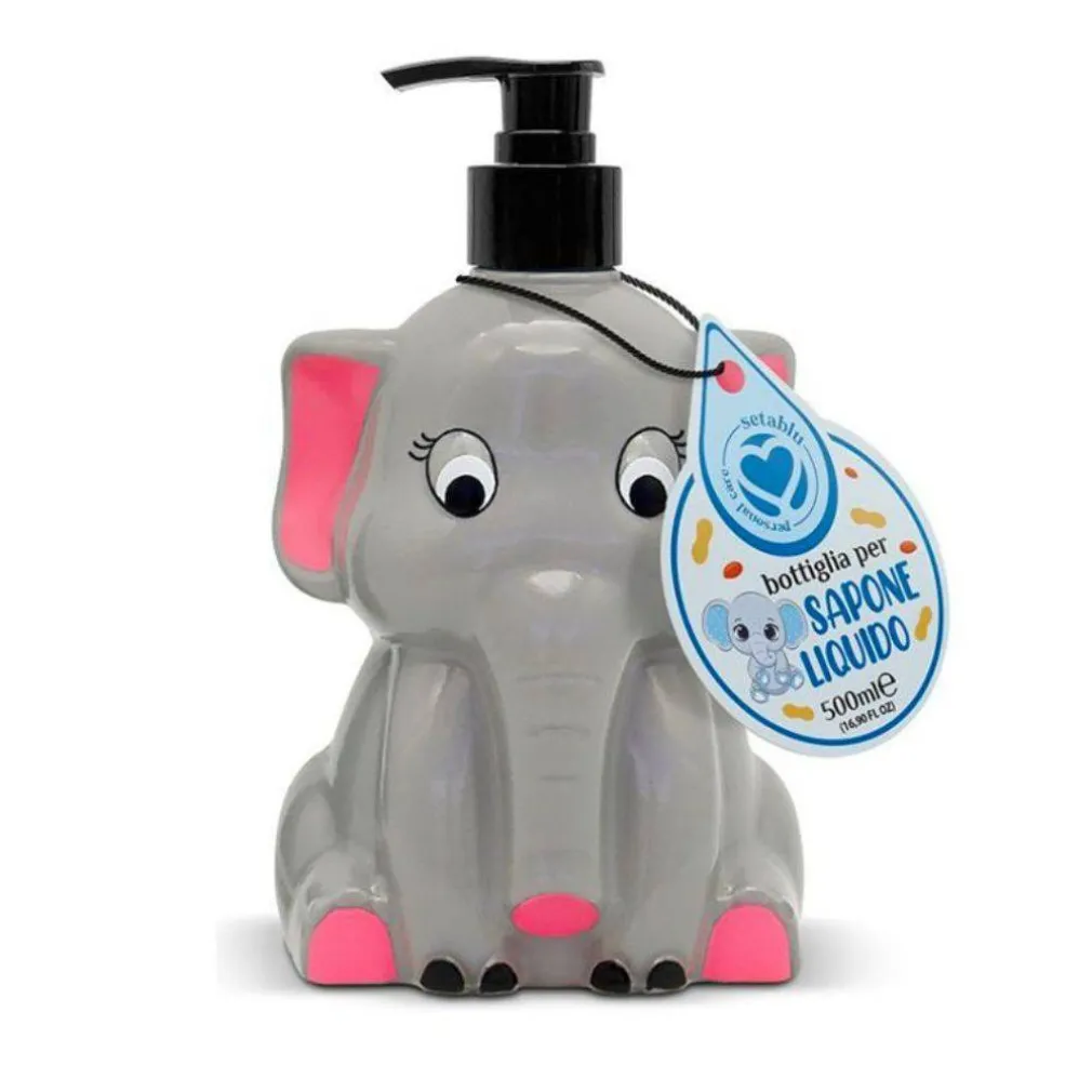 BOTTIGLIA PORTASAPONE ELEFANTE PER SAPONE LIQUIDO 500ML ACCESSORI SET DA BAGNO