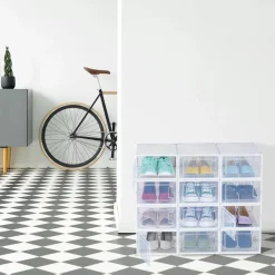 BOX CONTENITORE PER SCARPE CALZATURE SCATOLA PORTASCARPE 33.4X23X14.5CM TRASPARENTE 87646