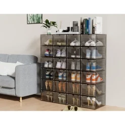 BOX CONTENITORE PER SCARPE CALZATURE SCATOLA PORTASCARPE INPILABILE 34X25X18.4CM 87649