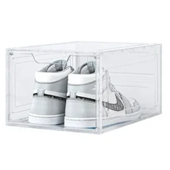 BOX CONTENITORE PER SCARPE CALZATURE SCATOLA INPILABILE 34X25X18.4CM TRASPARENTE 87648