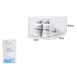 BOX CONTENITORE PER SCARPE CALZATURE SCATOLA INPILABILE 34X25X18.4CM TRASPARENTE 87648