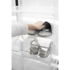 BOX CONTENITORE PER SCARPE CALZATURE SCATOLA INPILABILE 34X25X18.4CM TRASPARENTE 87648