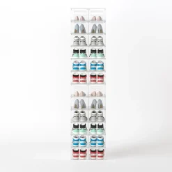 BOX CONTENITORE PER SCARPE CALZATURE SCATOLA INPILABILE 34X25X18.4CM TRASPARENTE 87648