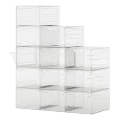 BOX CONTENITORE PER SCARPE CALZATURE SCATOLA INPILABILE 34X25X18.4CM TRASPARENTE 87648