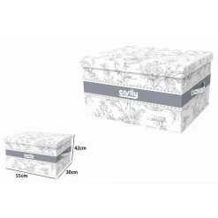 BOX PORTATUTTO SCATOLA SALVASPAZIO CONTENITORE ORGANIZER 55X42X30CM FANTASIA 87323