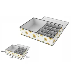 BOX SCATOLA SALVASPAZIO 16 GRIGLIE TASCHE VANI PORTA OGGETTI ORGANIZER 43x28x11