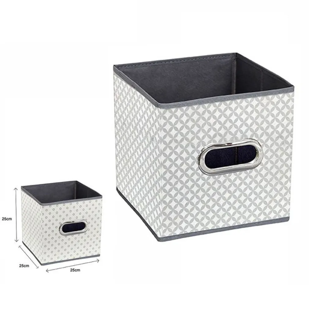 BOX SCATOLA SALVASPAZIO ARMADIO CONTENITORE PORTA OGGETTI ORGANIZER 25x25x25 CM
