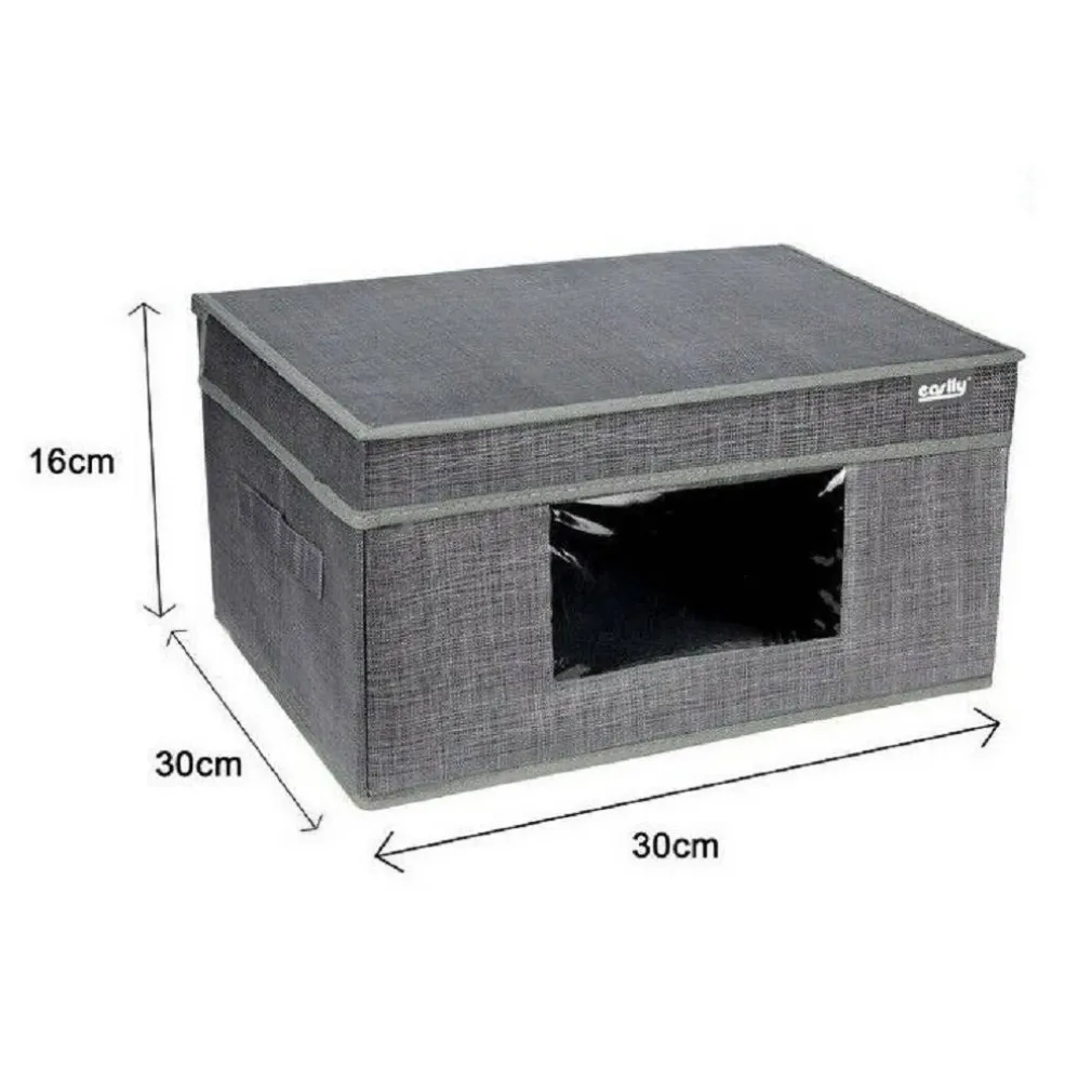 BOX SCATOLA SALVASPAZIO PORTATUTTO CONTENITORE ORGANIZER 30X30X16CM GRIGIO 69698
