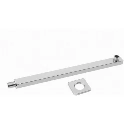 BRACCIO PER SOFFIONE DOCCIA QUADRATO IN OTTONE CROMATO COMPLETO DI ROSONE 40CM