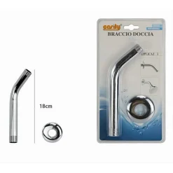 BRACCIO PER SOFFIONE DOCCIA BAGNO TONDO IN ACCIAIO CROMATO CON ROSONE 18CM 59498