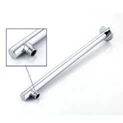 BRACCIO PER SOFFIONE DOCCIA TONDO IN OTTONE CROMATO COMPLETO DI ROSONE 30CM