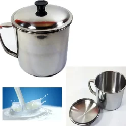 BRICCO BOLLILATTE CON COPERCHIO 10CM CONTENITORE LATTE CAFFè ACCIAIO PENTOLINO