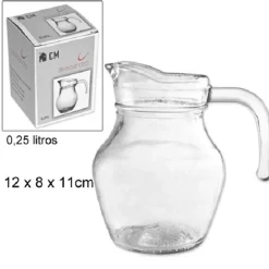 BROCCA BIRRA 0.25LT VETRO TRASPARENTE CARAFFA MANICO ACQUA VINO SUCCHI BEVANDE