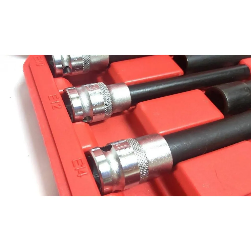 BUSSOLA CHIAVI TORX FEMMINA SET LUNGHI E10-E20 TESTA CILINDRO ATTACCO 1/2 QUADRO