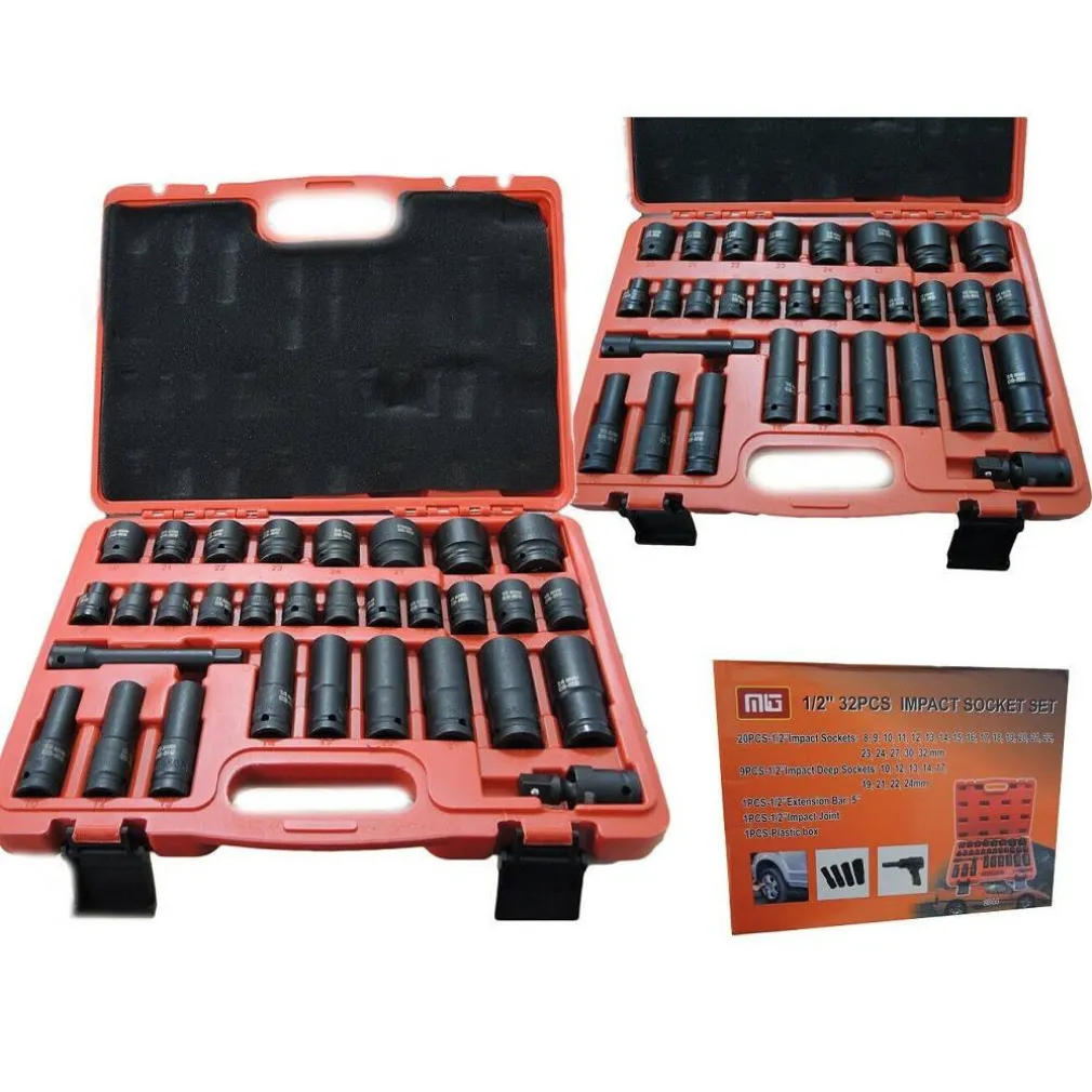 BUSSOLE BOCCOLE PER PISTOLA AVVITATORE PNEUMATICO SET KIT 32PZ 1/2" MIG-2044