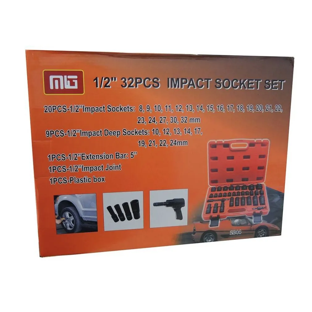 BUSSOLE BOCCOLE PER PISTOLA AVVITATORE PNEUMATICO SET KIT 32PZ 1/2" MIG-2044