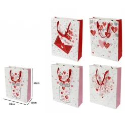 BUSTA DA REGALO SACCHETTO SAN VALENTINO 38 X 50 X 18 CM 71090 FANTASIE ASSORTITE