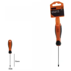 CACCIAVITE GIRAVITE MAGNETICO PUNTA A TAGLIO 3X75MM IMPUGNATURA ERGONOMICA 07423