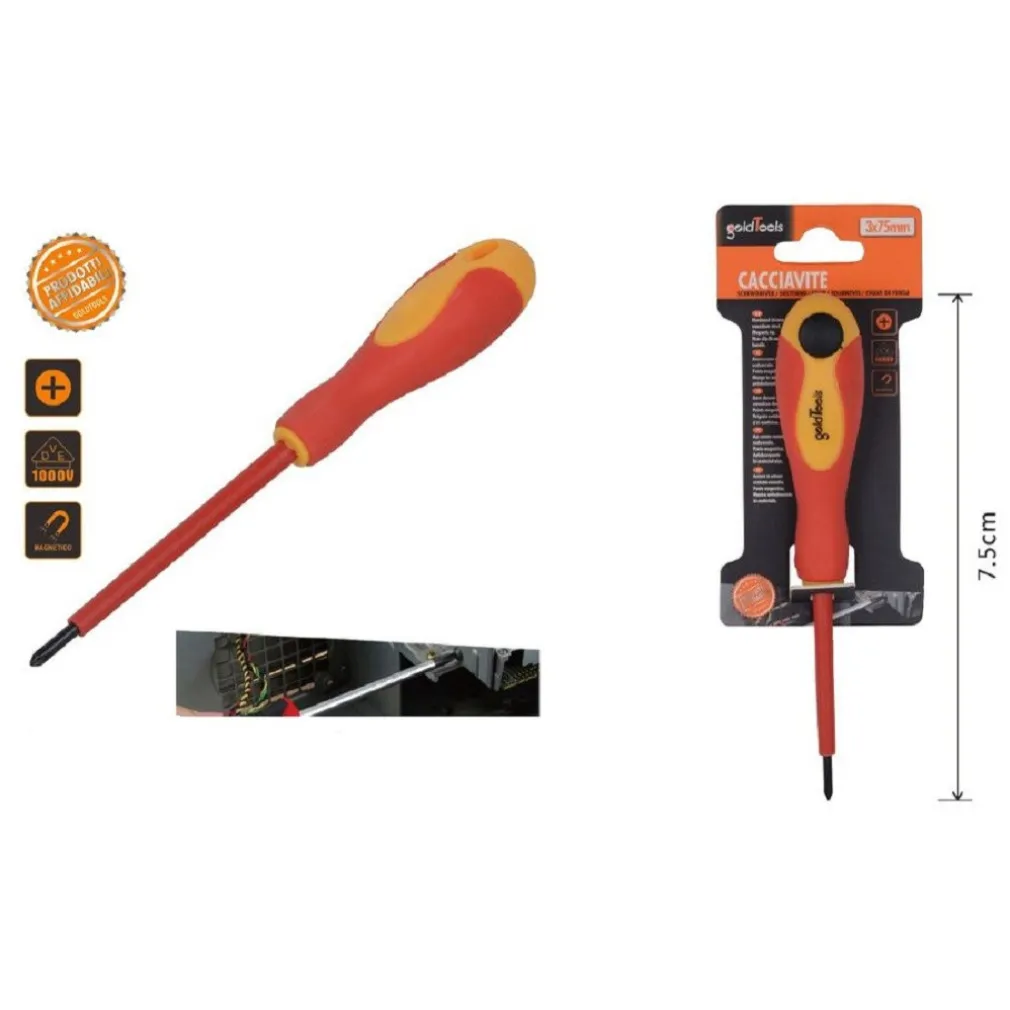 CACCIAVITE RESISTENTE ALLA PRESSIONE 3" CROCE ISOLATO 3X75MM PUNTA MAGNETICA 91886
