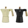 CAFFETTIERA IN ALLUMINIO MOKA 6 TAZZE CON MANICO POMELLO IN LEGNO UTENSILE CAFFÈ ESPRESSO
