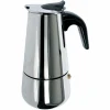 CAFFETTIERA MOKA IN ACCIAIO INOX LUCIDO CON MANICO IN BACHELITE DA 4 TAZZE FONDO INDUZIONE