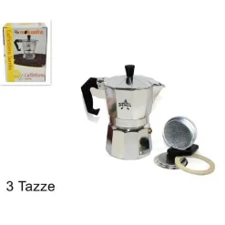 CAFFETTIERA MOKA MACCHINETTA CAFFE’ ESPRESSO CLASSICA MISURA 3 TAZZE CON RICAMBI