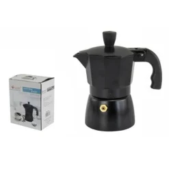 CAFFETTIERA MOKA MACCHINETTA CAFFÈ ESPRESSO NERA OPACA MISURA 3 TAZZE