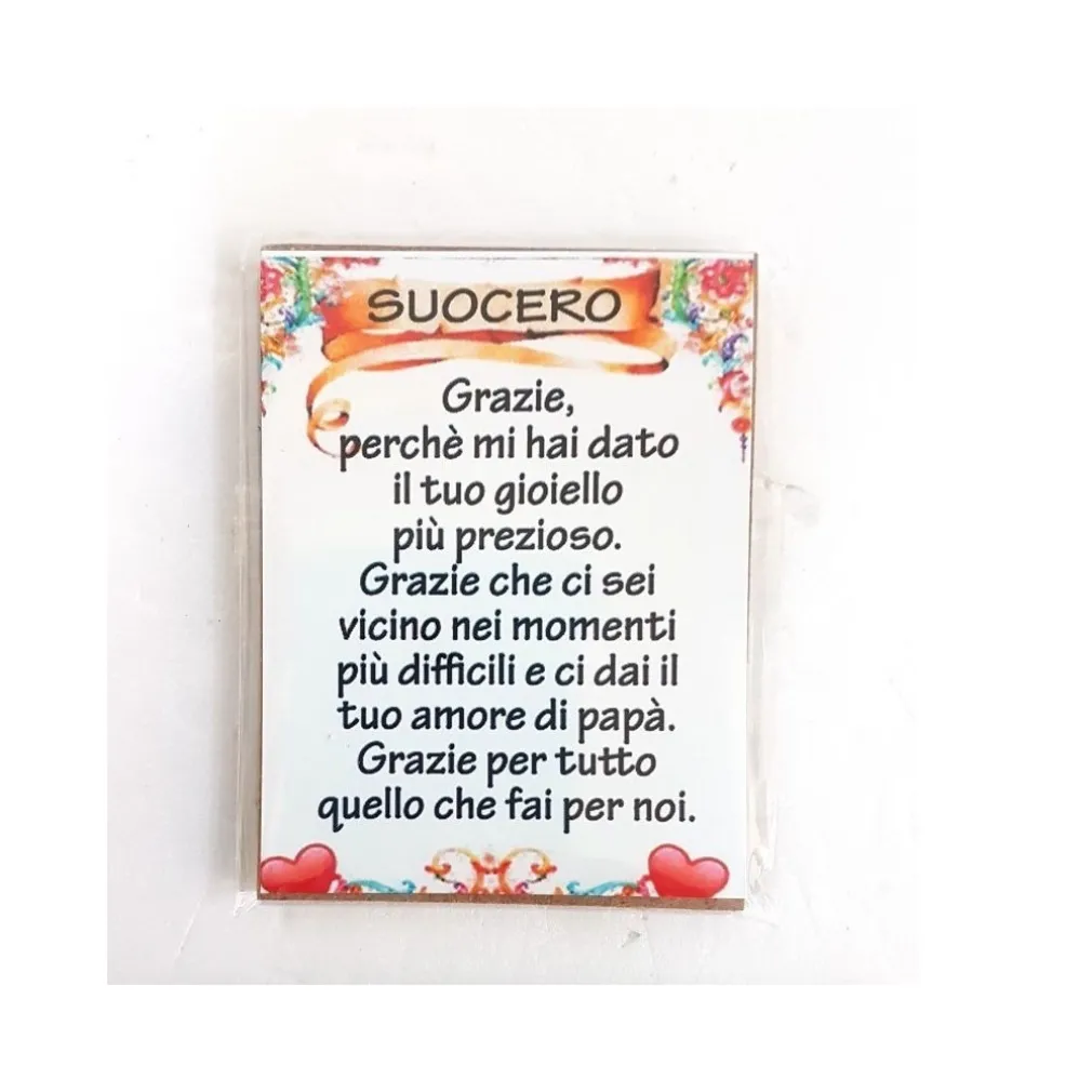 CALAMITA MAGNETE MAGNETINO RETTANGOLARE IDEA REGALO FRASI DEDICA SUOCERO