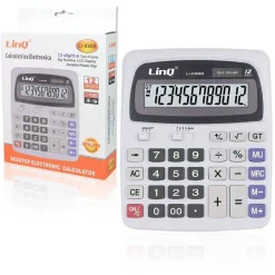 CALCOLATRICE ELETTRONICA LI-K888 DISPLAY LCD 12 CIFRE A GRANDI NUMERI 2 POWER